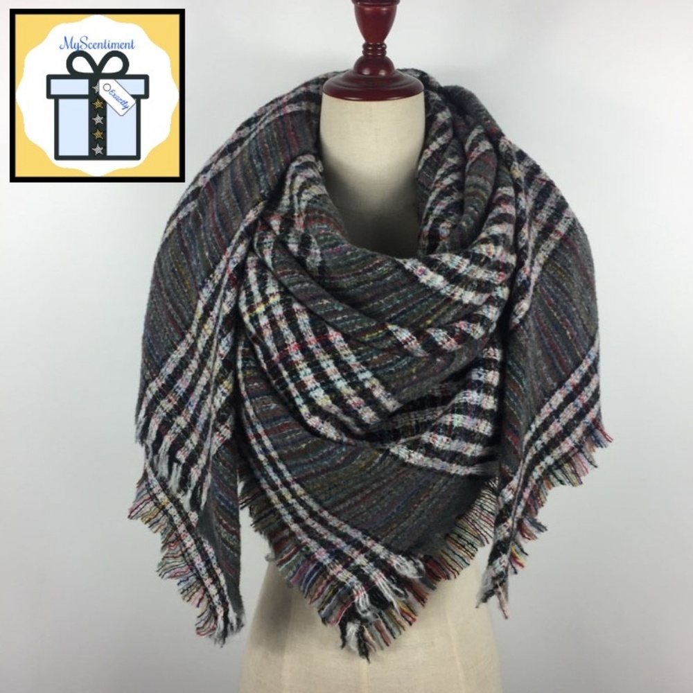 NEW Gray Static Cashemre Blend Blanket Scarf